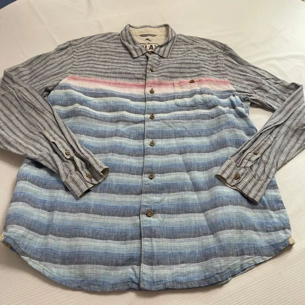 Tommy Bahama Relax Men’s Linen Long Sleeve Button Up Shirt Size Large